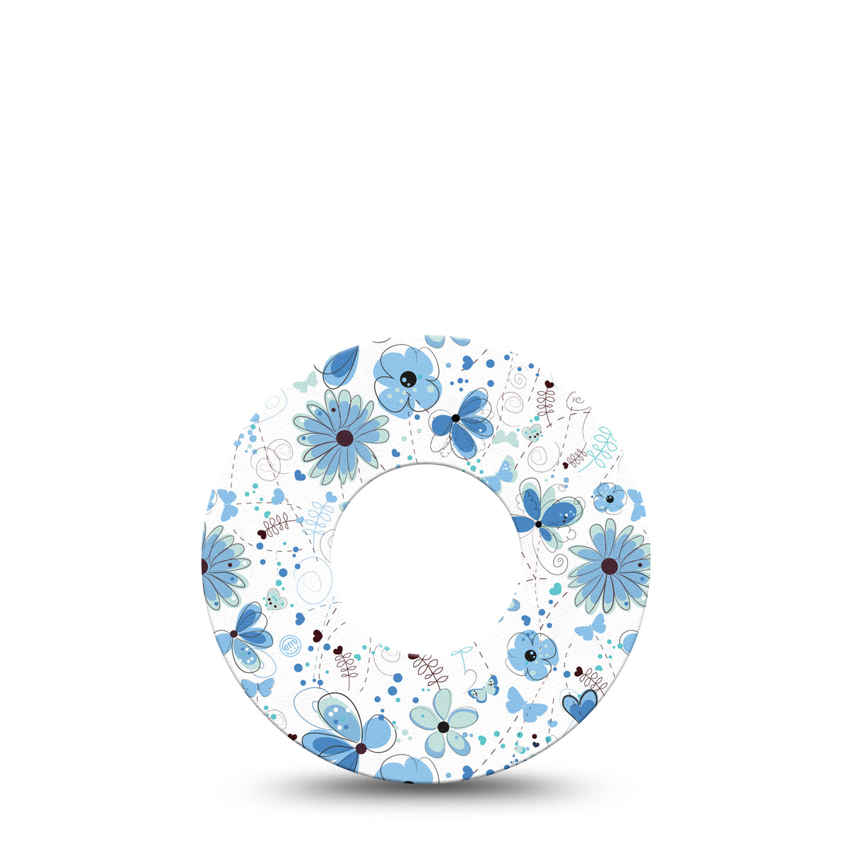 ExpressionMed Cute Blue Flowers Adhesive Patch Freestyle Libre 2