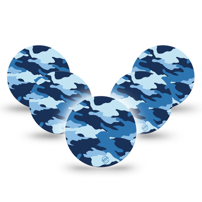 ExpressionMed OverPatch Blue Camo Adhesive Patch Freestyle Libre 3