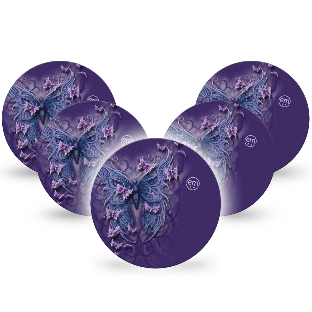 ExpressionMed OverPatch Purple Butterfly Adhesive Patch Freestyle Libre 2 or 3