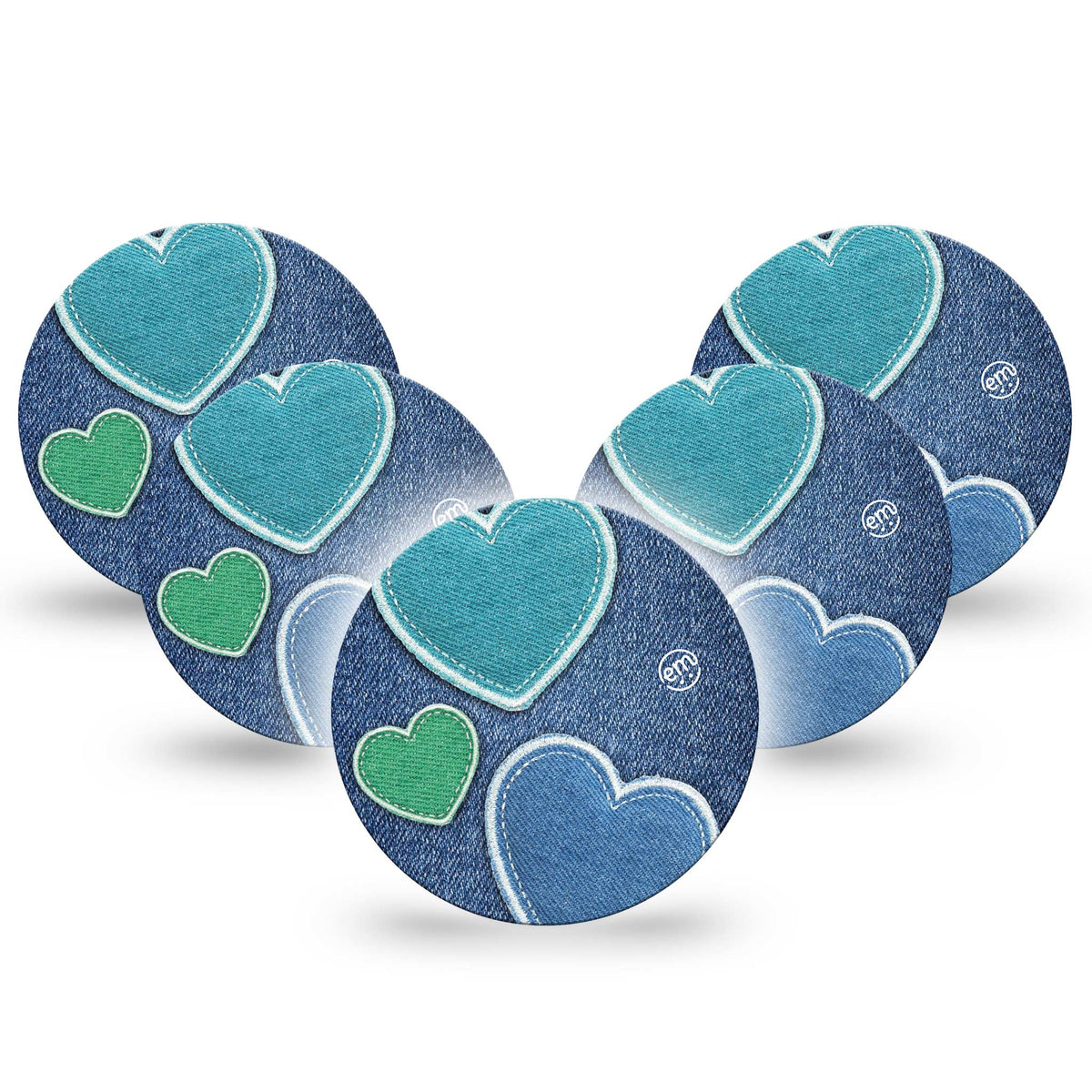 ExpressionMed OverPatch Denim Heart Adhesive Patch Freestyle Libre 2 or 3