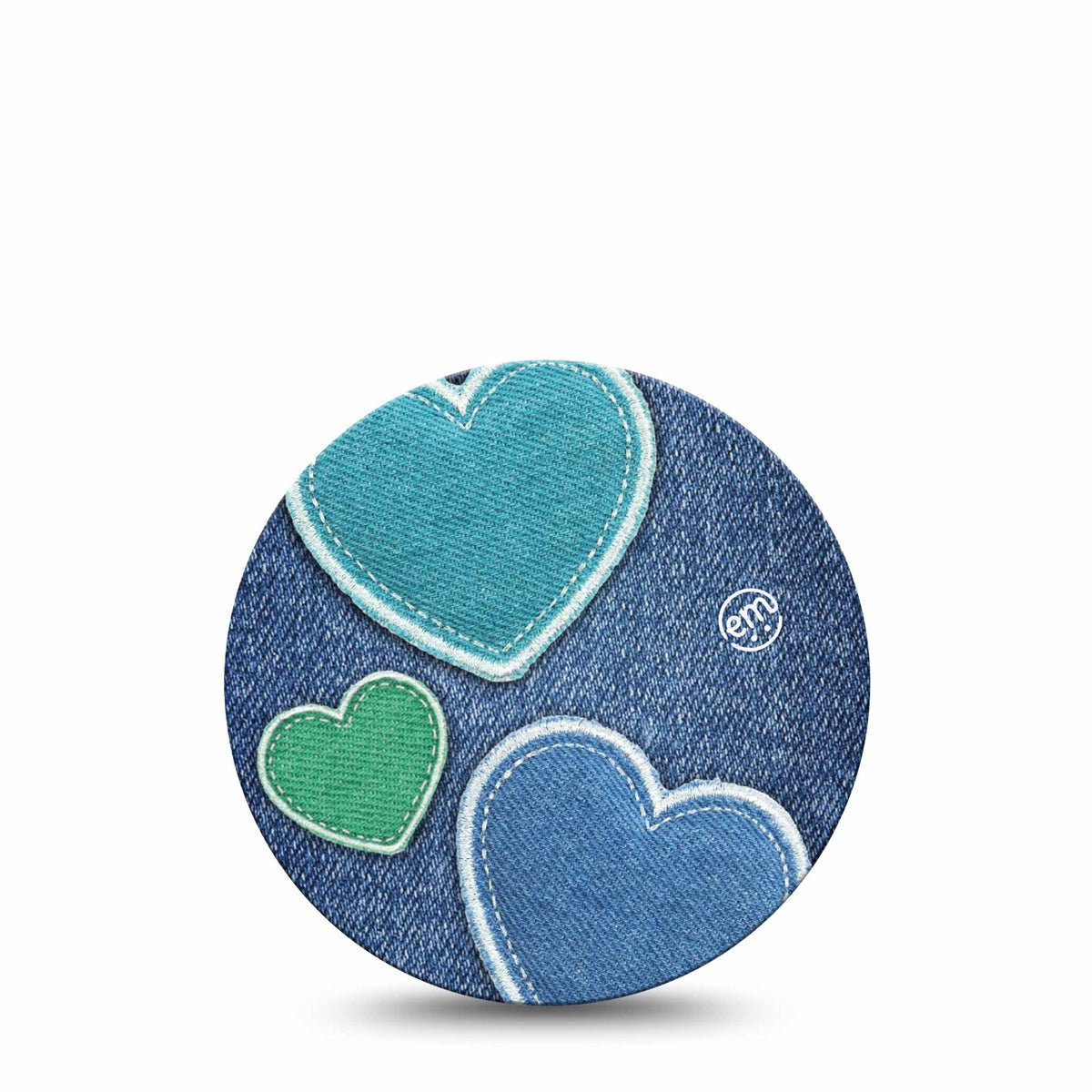 ExpressionMed OverPatch Denim Heart Adhesive Patch Freestyle Libre 2 or 3