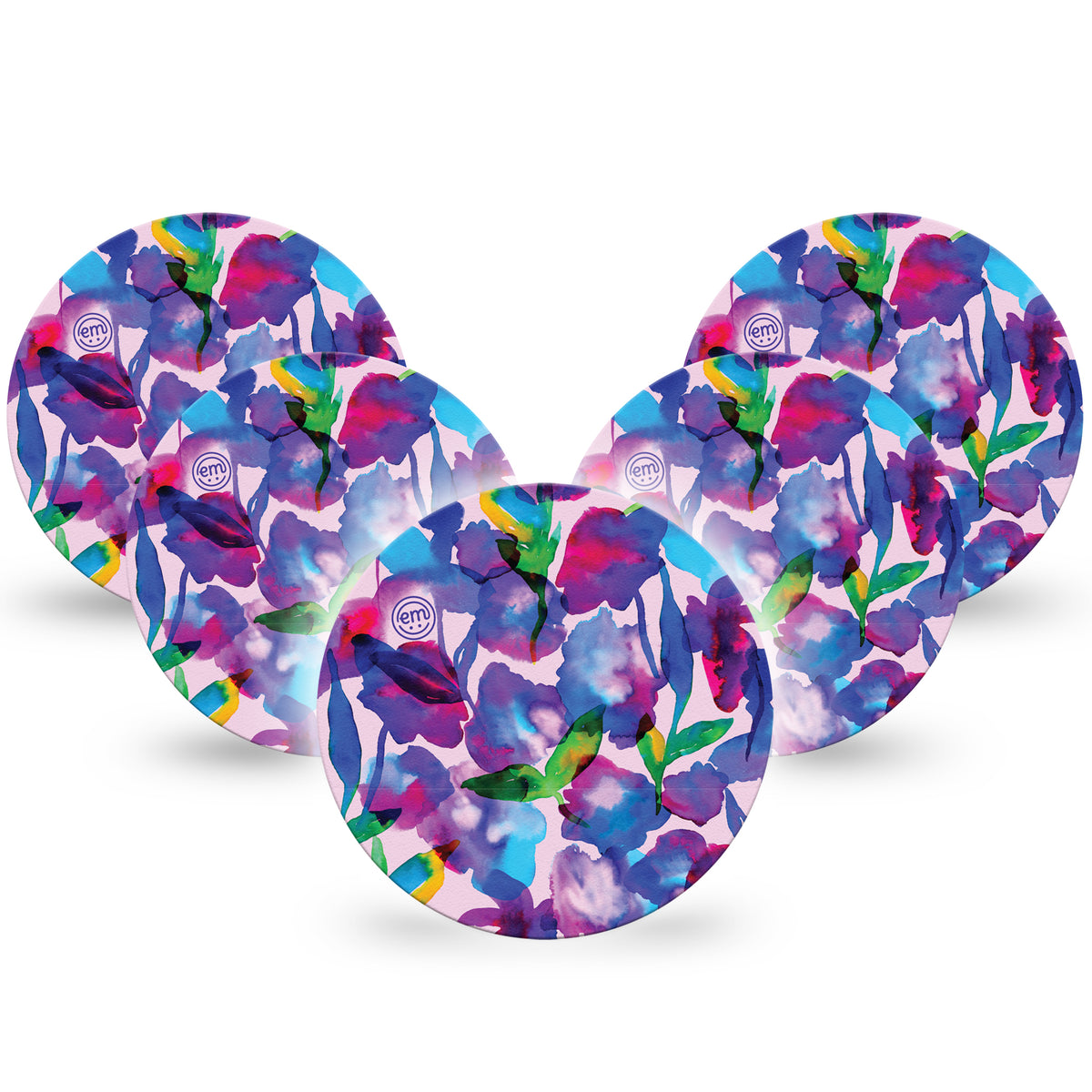 ExpressionMed OverPatch Vibrant Purple Flowers Adhesive Patch Freestyle Libre 2 or 3