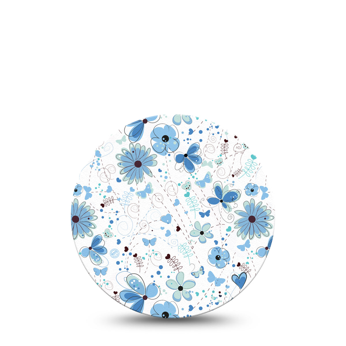 ExpressionMed OverPatch Cute Blue Flowers Adhesive Patch Freestyle Libre 2 or 3