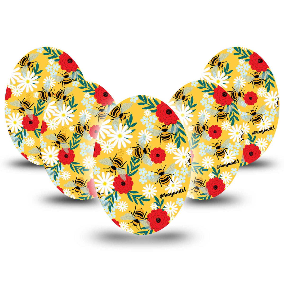 ExpressionMed Bees and Flowers Adhesive Patch Oval