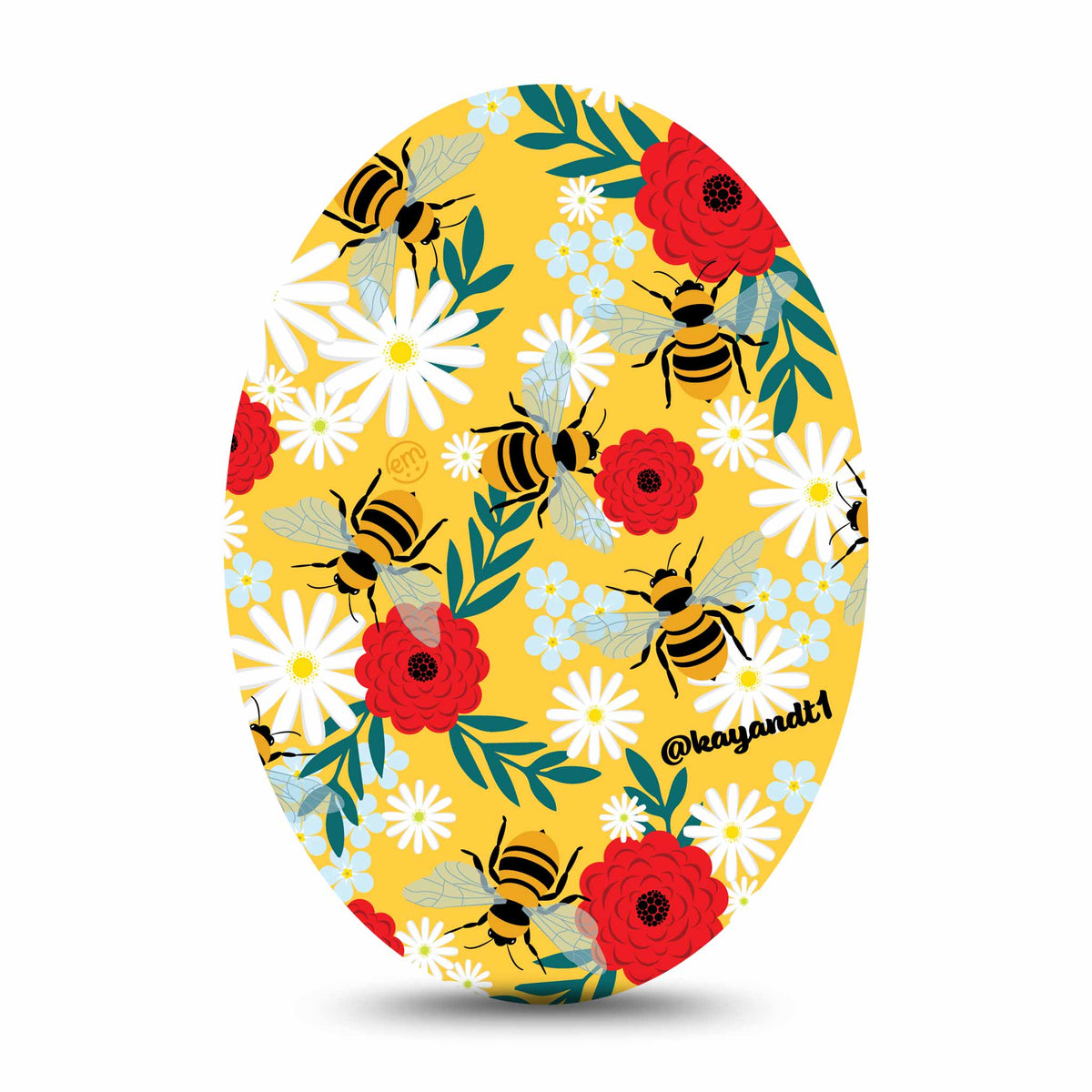 ExpressionMed Bees and Flowers Adhesive Patch Oval