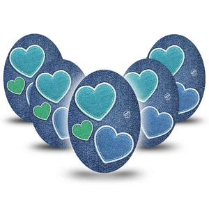 ExpressionMed Denim Heart Adhesive Patch Oval