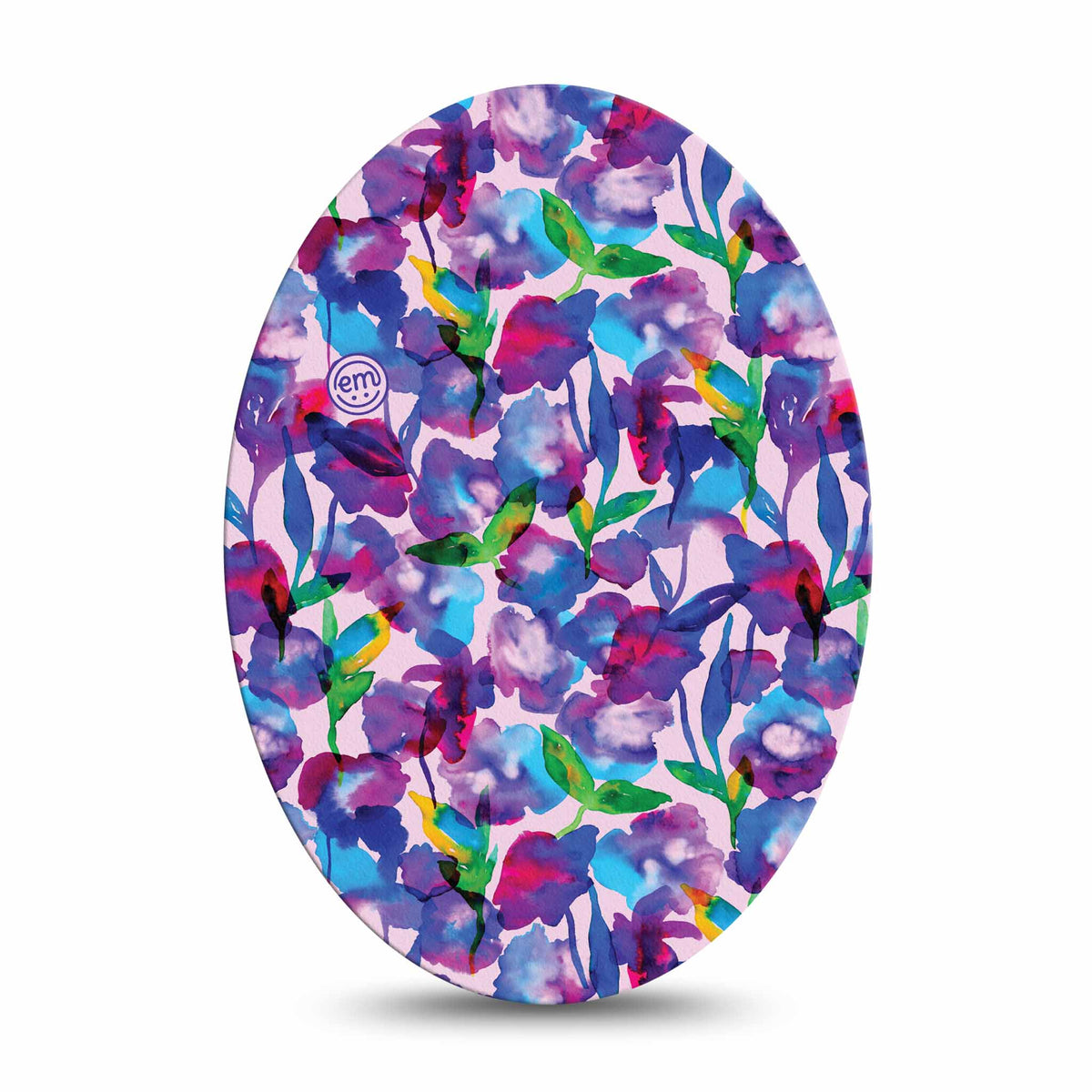 ExpressionMed Vibrant Purple Flowers Adhesive Patch Oval