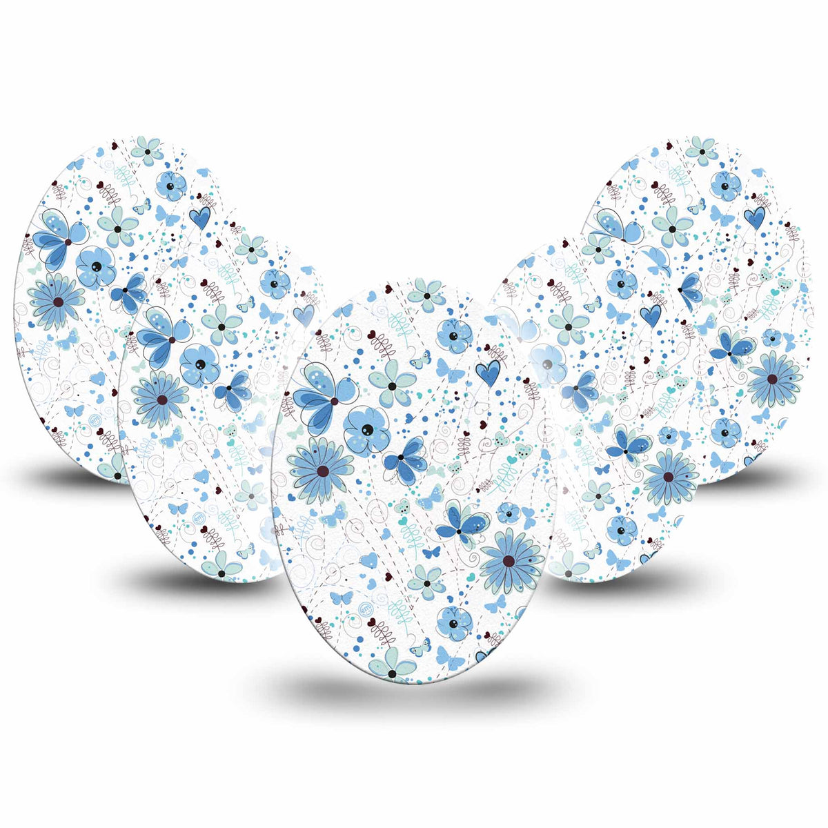 ExpressionMed Cute Blue Flowers Adhesive Patch Oval