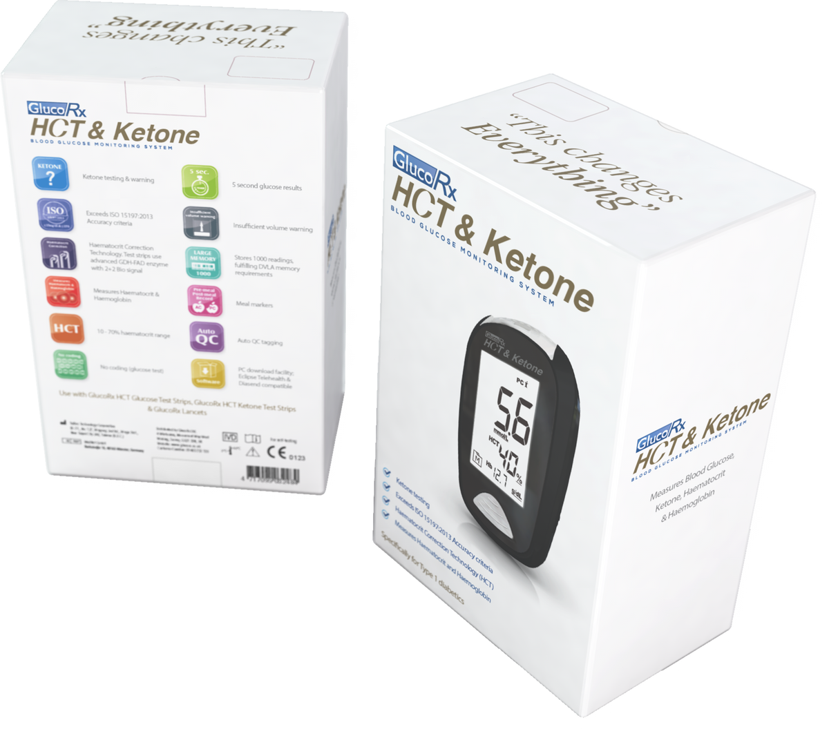 GlucoRx HCT &amp; Ketone Meter Blood Glucose Monitoring System