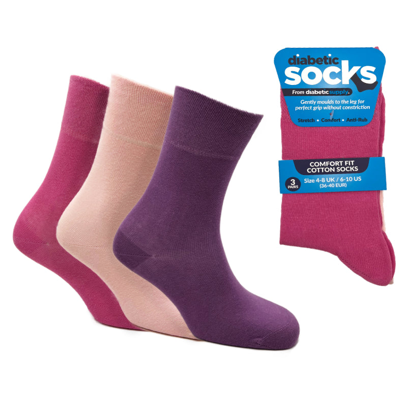 Gentle Grip Lot De 3 Paires Chaussettes Diabétiques Femmes - Nid D'Abeille, Confort Et Sans Constriction UK 4-8 / Eur 37-42