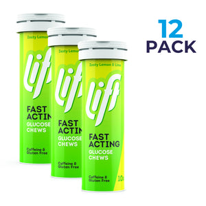 Box of 12 Tubes Lift Zesty Lemon & Lime GlucoTabs (120 tablets)