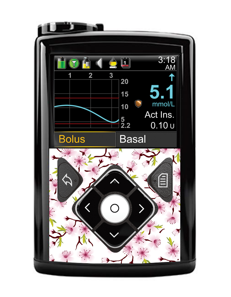 Medtronic 640G/670G/780G Button Panel Sticker (White Cherry Blossom)