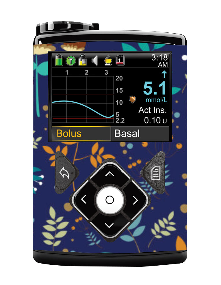 Medtronic 640/670/780G Pump Sticker (Cobalt Floral)