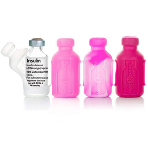 Vial Safe Impact Resistant Medication Vial Protector - 4 Pack (Clear, Pink, Tie-Dye Pink, Raspberry Sorbet)