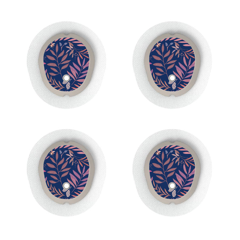 Dexcom G7/Dexcom ONE+ Sensor Sticker (Navy Leaves) 4pk