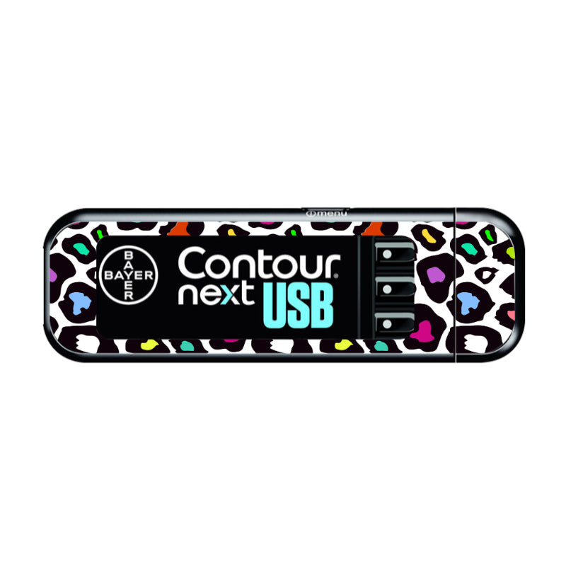 Bayer Contour Next USB Vinyl Sticker (Neon Leopard)