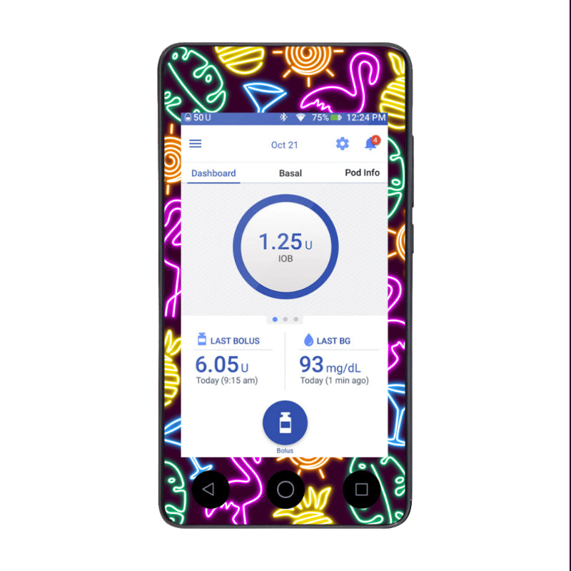 Omnipod DASH Cover Sticker (Neon Nights)