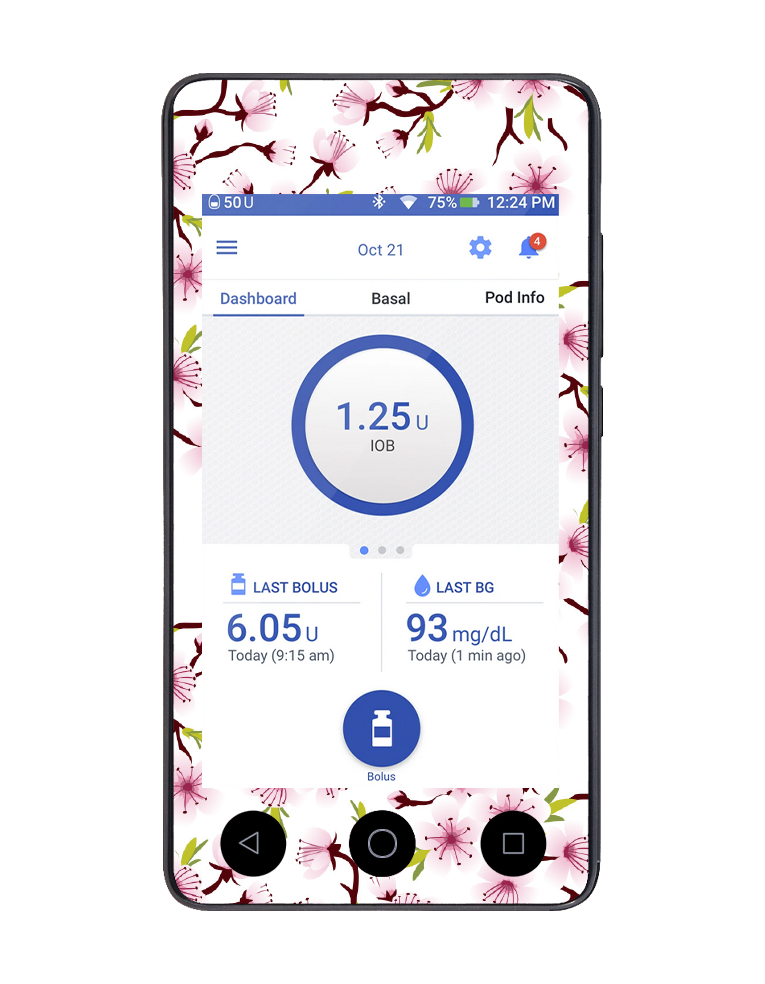 Omnipod DASH Cover (White Cherry Blossom)
