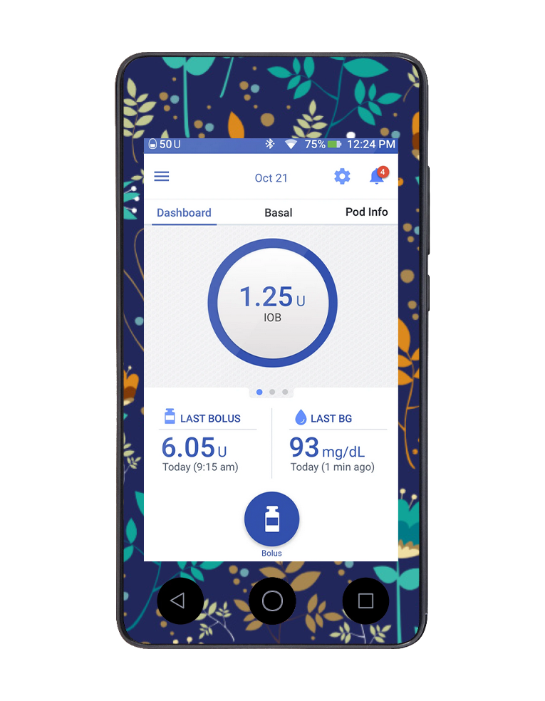 Omnipod DASH Cover (Cobalt Floral)