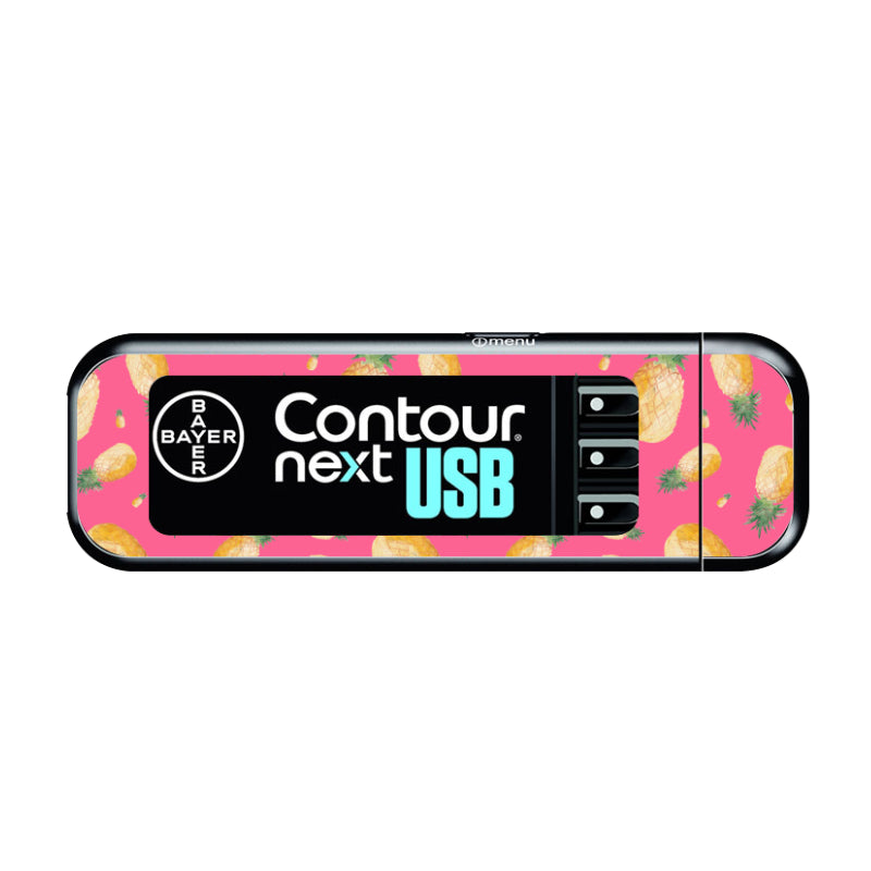 Bayer Contour Next USB Vinyl Sticker (Pink Pineapples)