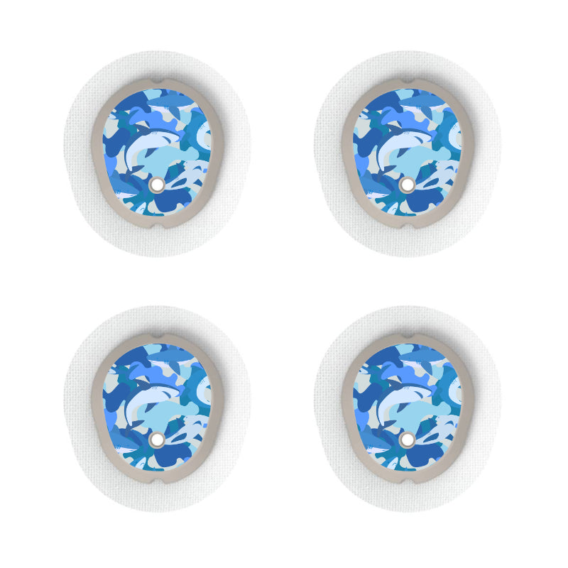 Dexcom G7/Dexcom ONE+ Sensor Sticker (Shark Camo) 4pk