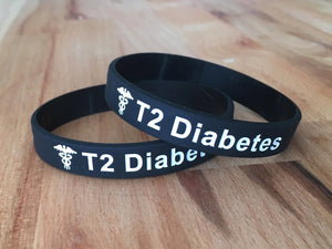 T1 or T2 Diabetes Silicone Wristband