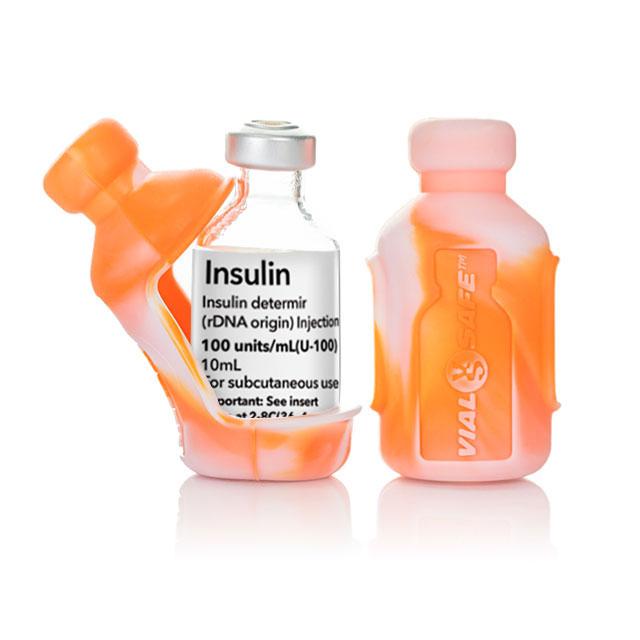 Vial Safe Impact Resistant Medication Vial Protector (Tie Dye Orange) - 2 Pack