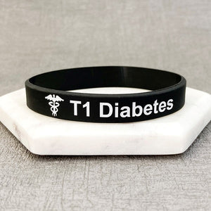 T1 or T2 Diabetes Silicone Wristband