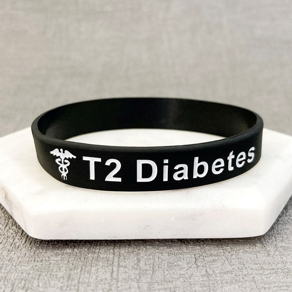 T1 or T2 Diabetes Silicone Wristband