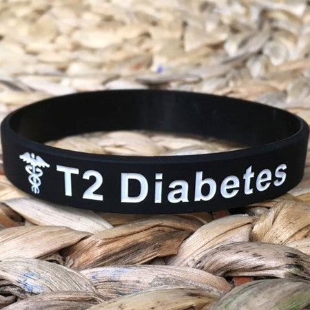 T1 or T2 Diabetes Silicone Wristband