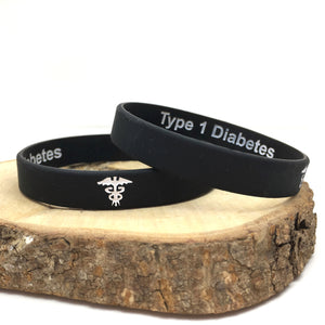 T1 or T2 Diabetes Hidden Message Silicone Wristband