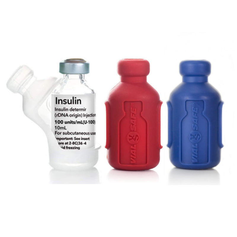 Vial Safe Impact Resistant Medication Vial Protector - 3 Pack (Red, Clear and Navy Blue)