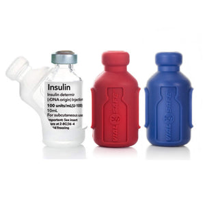 Vial Safe Impact Resistant Medication Vial Protector - 3 Pack (Red, Clear and Blue)